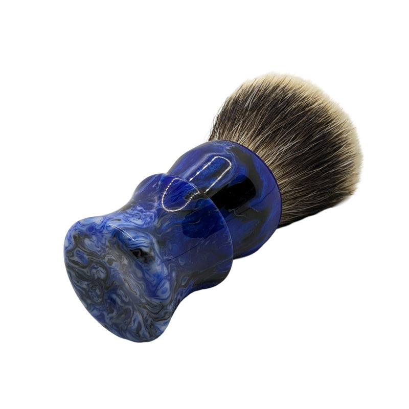 Blue/Black/White Swirl Shaving Brush (28m,V7 tip Knot) - by Turn-N-Shave (Used) Shaving Brush MM Consigns (AU) 