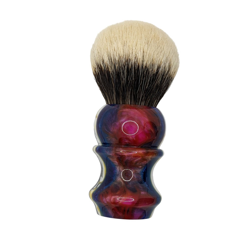 Striped Pour Shaving Brush (28mm, SHD 2-Band Bulb) - by Wolf Whiskers/Maggard Razors (Used) Shaving Brush MM Consigns (AU) 