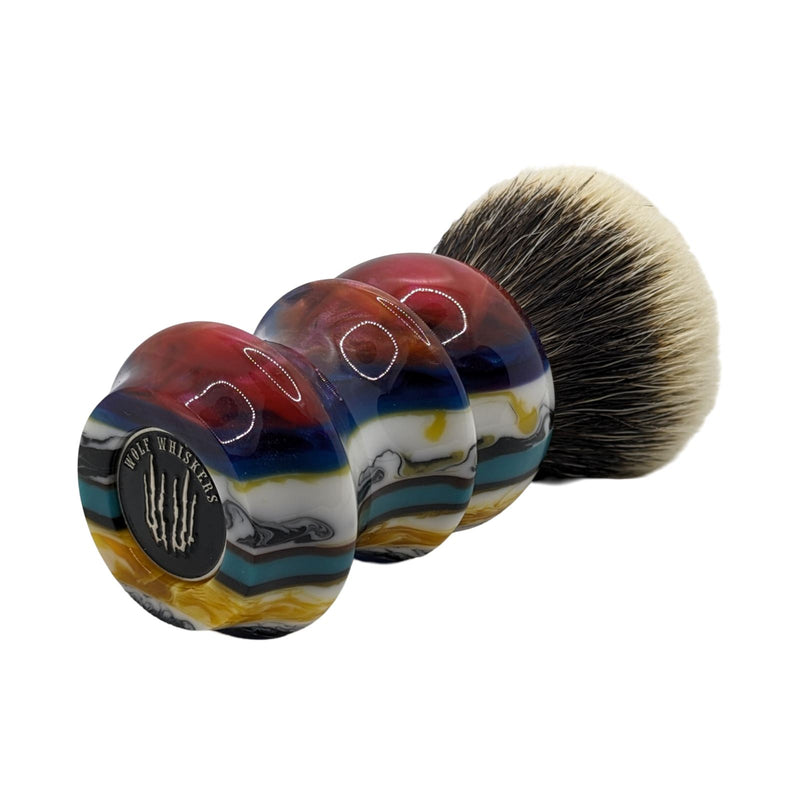 Striped Pour Shaving Brush (28mm, SHD 2-Band Bulb) - by Wolf Whiskers/Maggard Razors (Used) Shaving Brush MM Consigns (AU) 