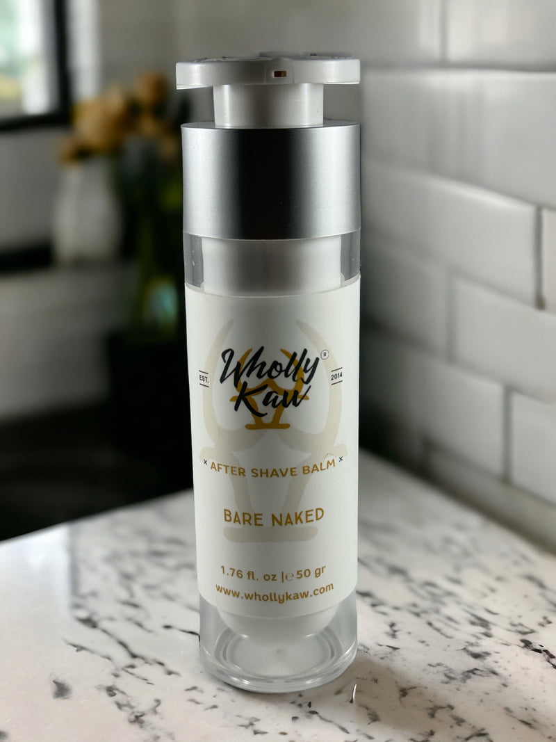 Unscented After Shave Balm. Fragrance Free. Essential Oils Free. Vegan. Not tested on animals. Aftershave Balm WhollyKaw 