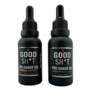 The Good Sh*t: Two black pre-shave oil dropper bottles