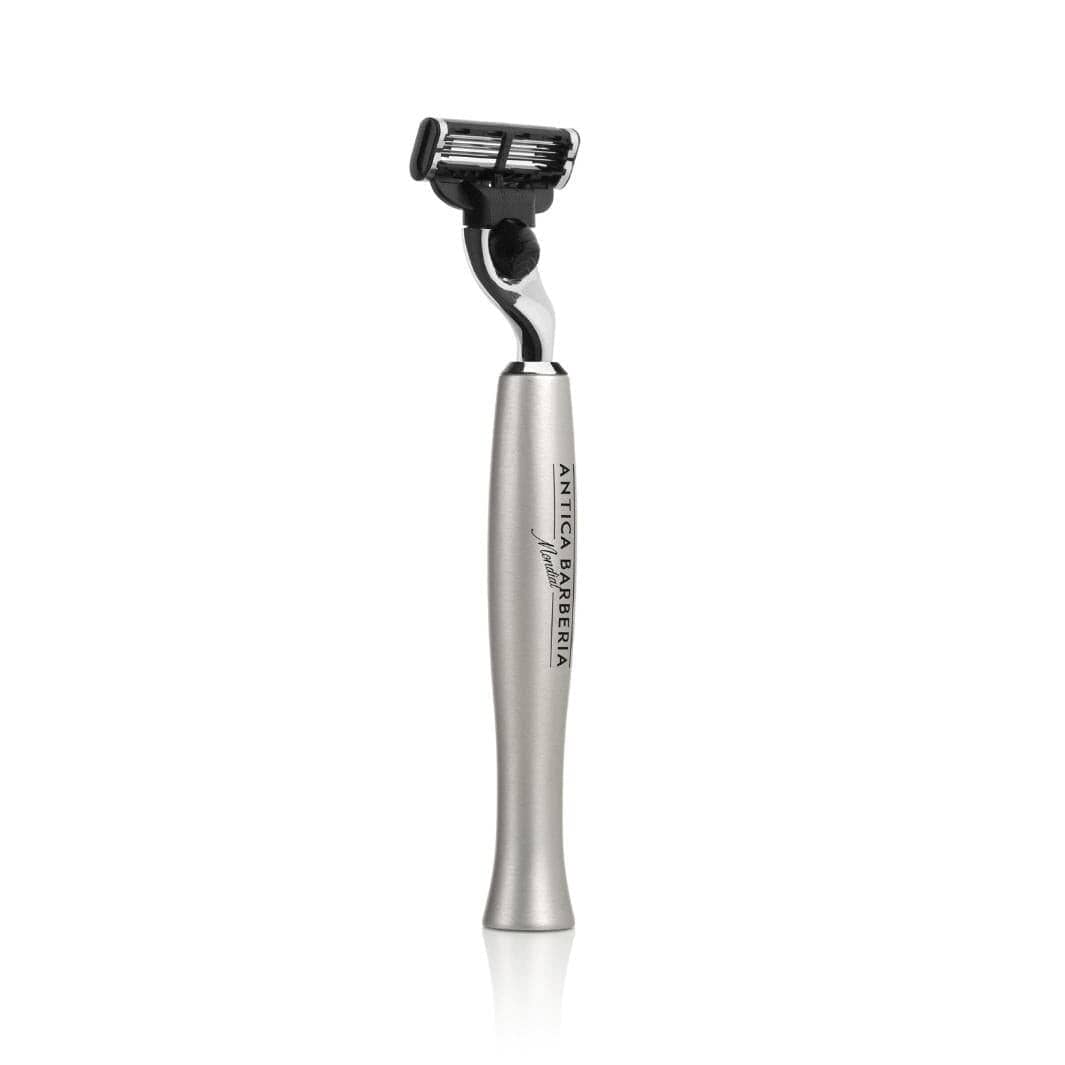 Titan Silver Brushed Aluminum Razor Handle for Mach3 Cartridge
