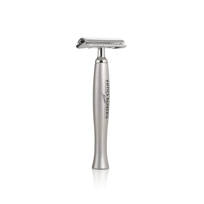 Titan Safety Razor with Silver Brushed Aluminum Handle