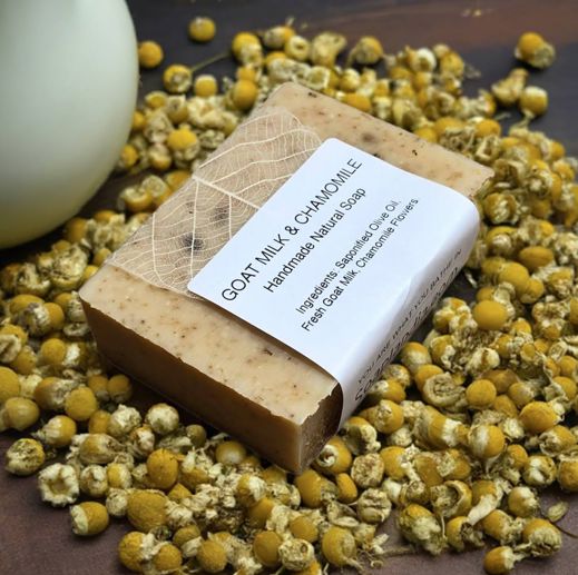 Goat Milk & Olive Oil Bar Soap with Chamomile, Unscented Bath Soap Soaplandia Soap Store 