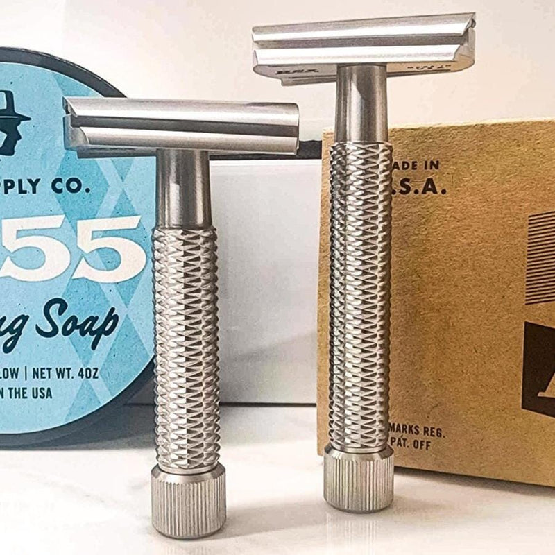 Sentry Slant XL Three-Piece Stainless Steel Double Edge Razor - Rex Supply Co. Safety Razor Rex Supply Co. 