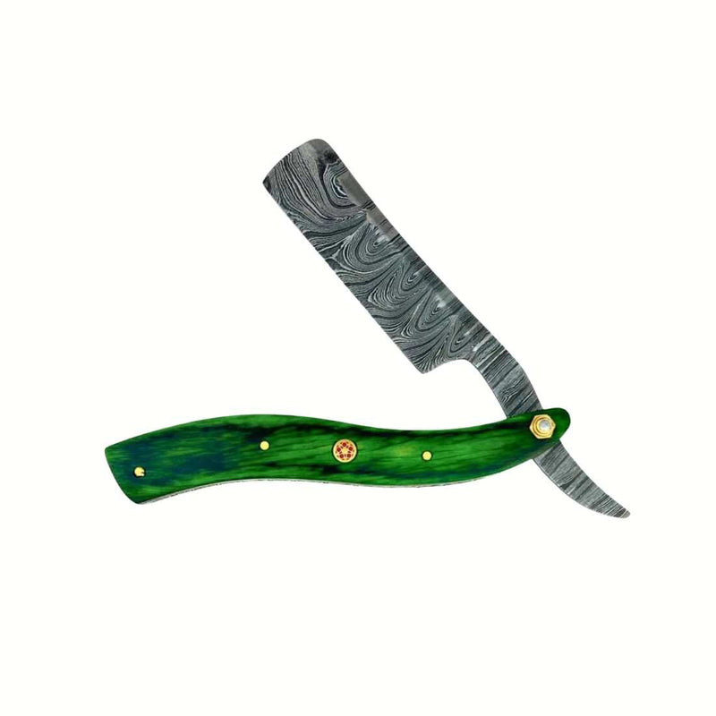 Damascus Steel Straight Razor Straight Razor Shave Essentials Verdant Blade 