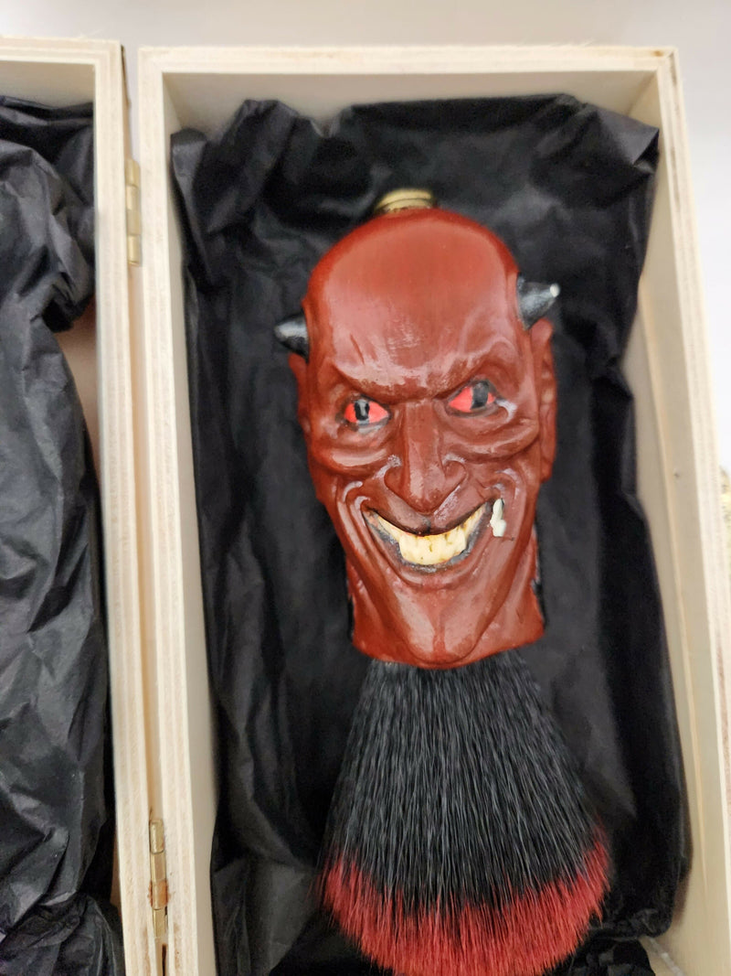 Old Nick/Devil Head Shaving Brush Resin Hand Painted Synthetic Knot (pre owned) Shaving Brush Ice Shave 