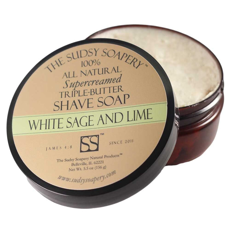 White Sage and Lime Triple Butter Shaving Soap Shaving Soap The Sudsy Soapery Natural Products, LLC 