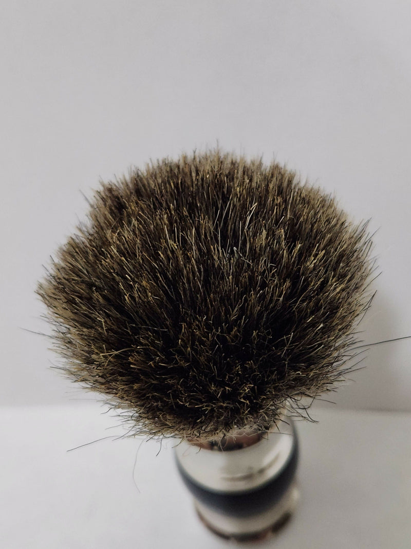 Edwin Jagger Pure Badger Shave Brush in Black and Chrome (light use) Shaving Brush Ice Shave 