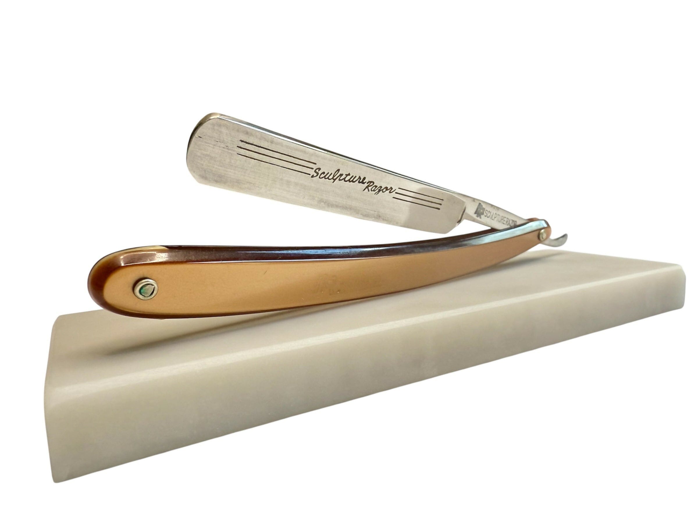 Straight Razor Shave Ready ~ RR Sculpture Razor On a Translucent Arkan