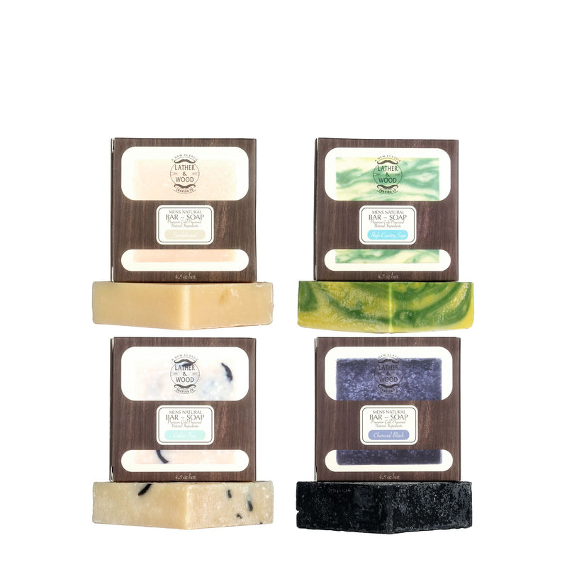 Mens Body Soap Bar - Variety Pack Bath Soap Lather & Wood Shaving Co 