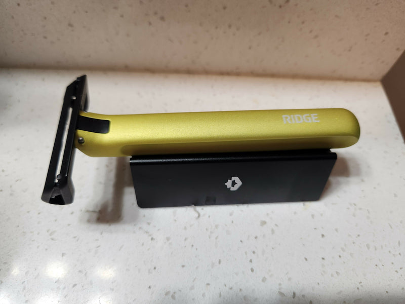 The Ridge Razor in Hyper Lime from One Blade Safety Razor Barbarian's Stockpile 