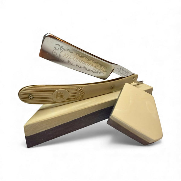 Filarmoinca 13-N Inoxidable on a La Veinette Coticule Natural Edge Straight Razor Steel 2 Stone 