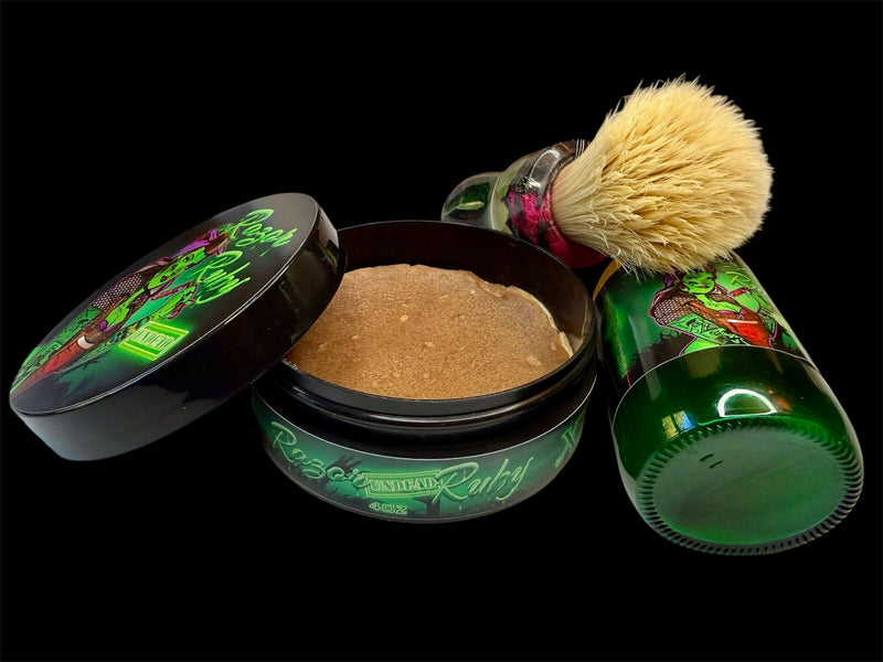AKA Brushworx “Rêveur” + First Line Shave “Razor Ruby Undead” Shaving Brush servedupshaves 