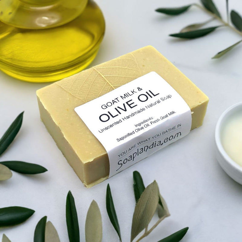 Goat Milk & Olive Oil Bar Soap, Unscented Bath Soap Soaplandia Soap Store 