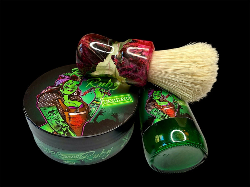 AKA Brushworx “Rêveur” + First Line Shave “Razor Ruby Undead” Shaving Brush servedupshaves 