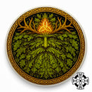 Murphy and McNeil Green Man Shaving Soap Fougere, jar lid with leafy face artwork