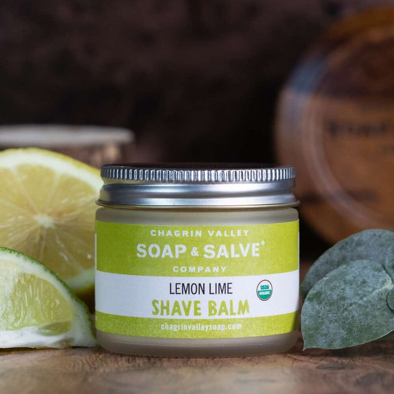 After Shave & Beard Balm: Lemon Lime Aftershave Balm Chagrin Valley Soap & Salve 2 fl oz Jar 