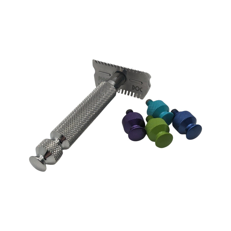 Ascension 316L Stainless Steel Razor with 4 Color Bomb Tips - by Phoenix Artisan Accoutrements (Pre-Owned) Safety Razor Murphy & McNeil Pre-Owned Shaving 