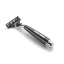 Black Handle Razor Featuring Gillette Mach3 Blade Cartridge Razor Hawkins & Brimble COM 