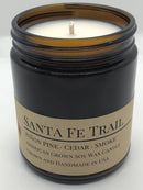 Scented Soy Wax Candle (8.0 oz) 50-60 Hour Burn Time, Cotton Wick, Amber Glass Jar, Grown and Made in USA - Candle Prairie Fire Tallow, Candles, and Lavender Santa Fe Trail 