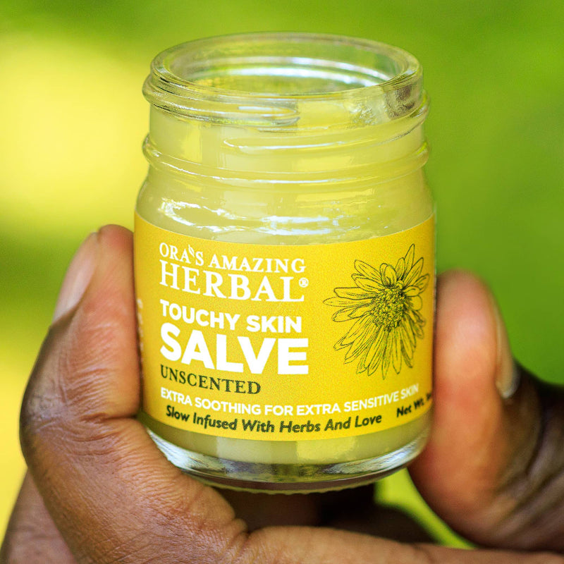 Touchy Skin Salve, Sensitive Skin & Eczema Salve Lotion Ora's Amazing Herbal Jar 1oz 