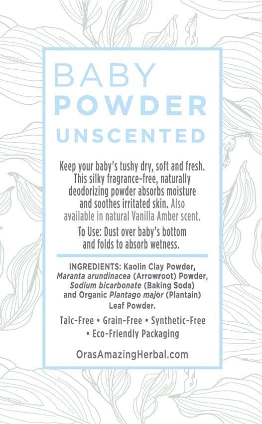 Talc Free Baby Powder, Unscented, Corn Free Ora's Amazing Herbal 