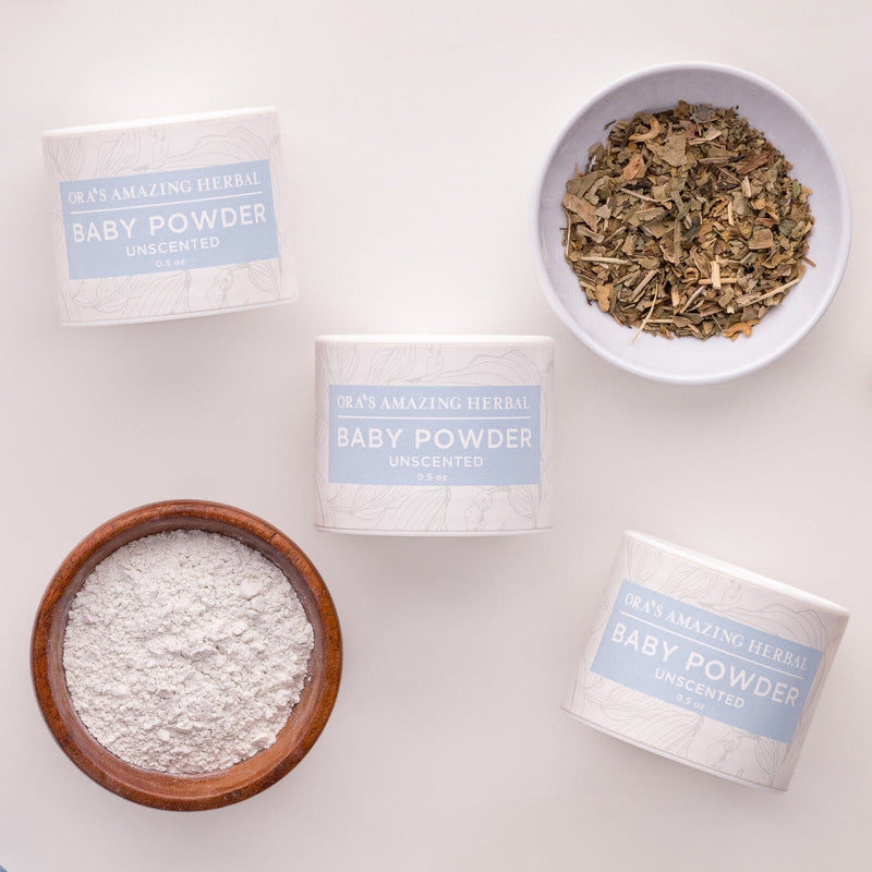 Talc Free Baby Powder, Unscented, Corn Free Ora's Amazing Herbal Travel 3 Pack (0.5 oz x 3) 