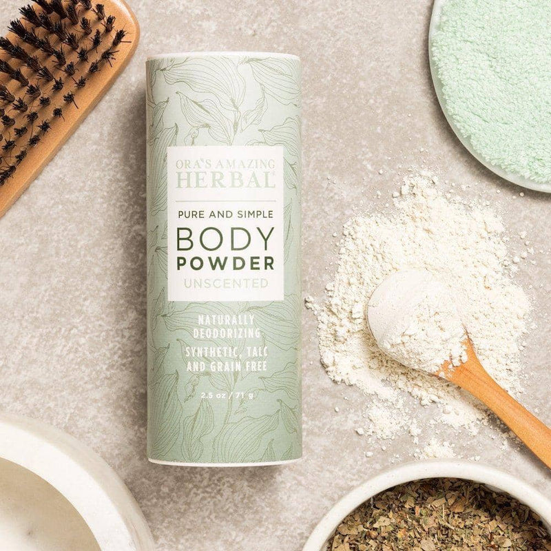 Talc Free Body Powder, Unscented Body Powder Ora's Amazing Herbal Full Size 2.5 oz 