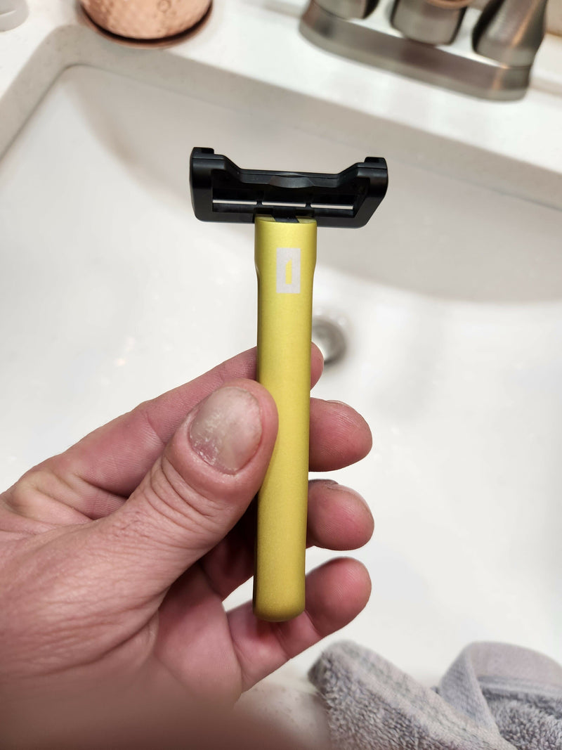 The Ridge Razor in Hyper Lime from One Blade Safety Razor Barbarian's Stockpile 