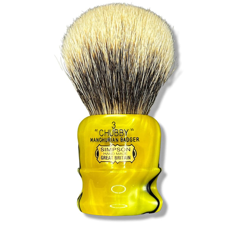 SE Medallion Yellow Chubby 3 Manchurian Badger Shaving Brush, (CH3, 29mm) - by Simpsons (Pre-Owned) Shaving Brush Murphy & McNeil Pre-Owned Shaving 