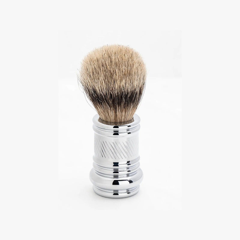 Merkur 138 Shaving Brush, Badger Hair, Silver Tip, Bright Chrome Shaving Brush Murphy and McNeil Store 
