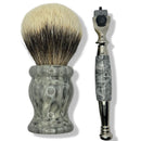 Faux Marble Shaving Brush w/Matching Mach 3 Razor Handle (28mm Silvertip) - by Shavemac (pre-Owned) Shaving Brush Murphy & McNeil Pre-Owned Shaving 