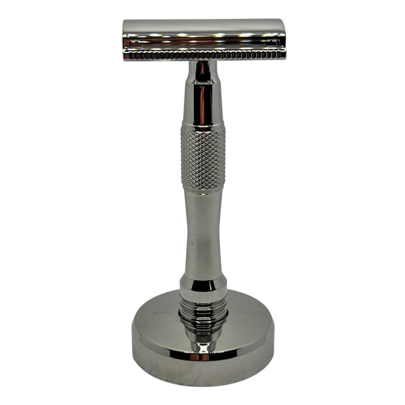 Wolfman Stainless Steel Safety Razor (WR2, Dual Head, WRH7 Handle, Premium Polished) and Stand - by Wolfman Razors (Pre-Owned) Safety Razor Murphy & McNeil Pre-Owned Shaving 