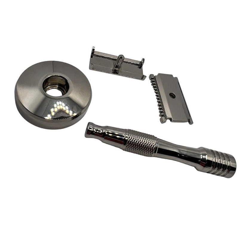 Wolfman Stainless Steel Safety Razor (WR2, Dual Head, WRH7 Handle, Premium Polished) and Stand - by Wolfman Razors (Pre-Owned) Safety Razor Murphy & McNeil Pre-Owned Shaving 