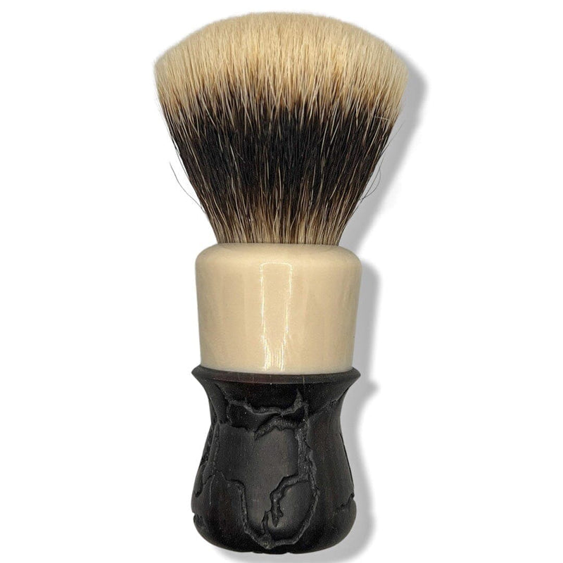 Fractal Ebony and Faux Iv*ry Shaving Brush (28mm Reserve IV Knot) - by LongShaving (Pre-Owned) Shaving Brush Murphy & McNeil Pre-Owned Shaving 
