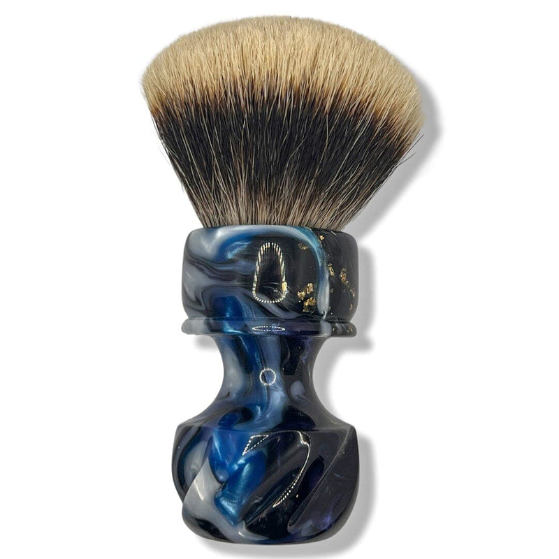 Blue White Swirl Shaving Brush (26mm Badger Fan) - by Grizzly Bay Brushes (Pre-Owned) Shaving Brush Murphy & McNeil Pre-Owned Shaving 