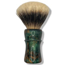 Green Brown Swirl Shaving Brush w/26mm Tanchurian V1 Knot - by Turning by Tanz (Pre-Owned) Shaving Brush Murphy & McNeil Pre-Owned Shaving 