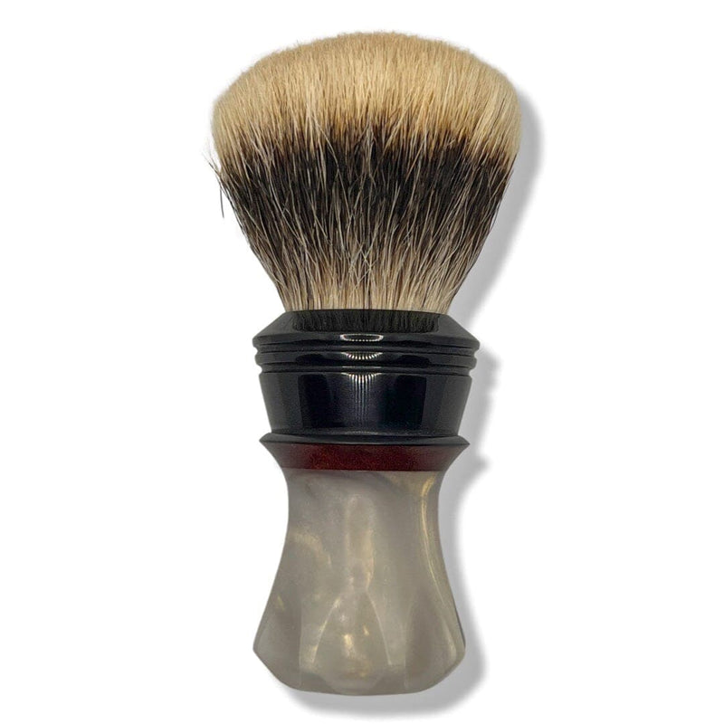 Pearl & Black "Elegant Skew" Shaving Brush with L4 Hybrid Badger Knot - by Turn N Shave (Pre-Owned) Shaving Brush Murphy & McNeil Pre-Owned Shaving 
