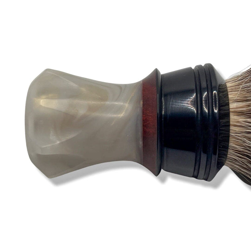 Pearl & Black "Elegant Skew" Shaving Brush with L4 Hybrid Badger Knot - by Turn N Shave (Pre-Owned) Shaving Brush Murphy & McNeil Pre-Owned Shaving 