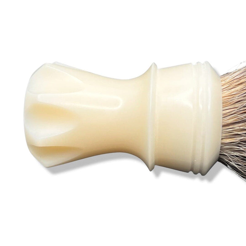 White Iv*ry "Skew" Shaving Brush with L4 Badger Knot - by Turn N Shave (Pre-Owned) Shaving Brush Murphy & McNeil Pre-Owned Shaving 