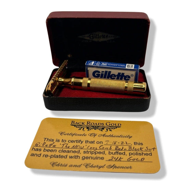 "New" Long Handle (1950's) Safety Razor (Gold Replated) - by Gillette (Pre-Owned) Safety Razor Murphy & McNeil Pre-Owned Shaving 