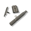 Matte Stainless Steel Safety Razor (0.95 Solid Bar) with Stand - by Timeless Razors (Pre-Owned) Safety Razor Murphy & McNeil Pre-Owned Shaving 