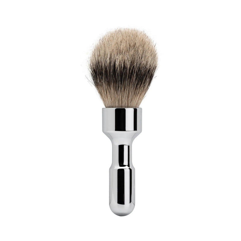 Merkur 1701 Shaving Brush, Badger Hair, Silver Tip, Bright Chrome Shaving Brush Murphy and McNeil Store 