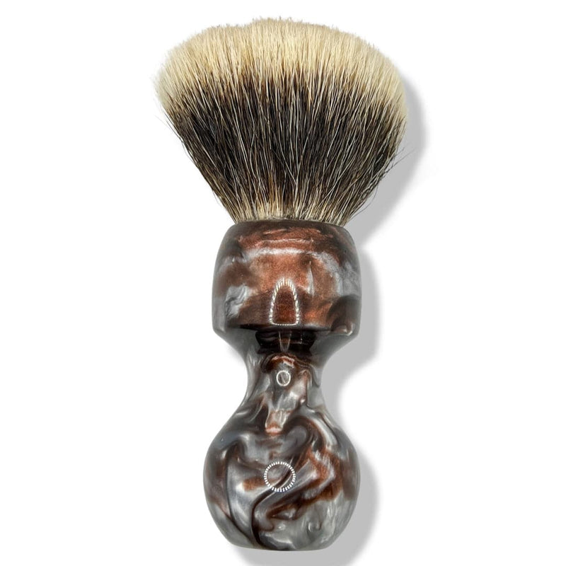 Burgundy and Silver Shaving Brush (28mm Fan Knot) - by BrushGuy (Pre-Owned) Shaving Brush Murphy & McNeil Pre-Owned Shaving 