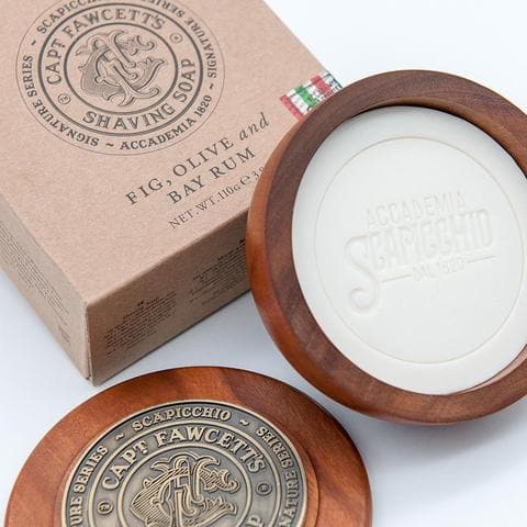 Scapicchio Shaving Soap in a Wooden Bowl - by Captain Fawcett's Shaving Soap Murphy and McNeil Store 