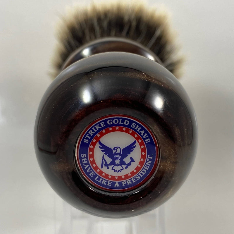 POTUS Brown/Copper Shaving Brush with Hair Force Fan Knot - by Strike Gold Shave (Pre-Owned) Shaving Brush Murphy & McNeil Pre-Owned Shaving 