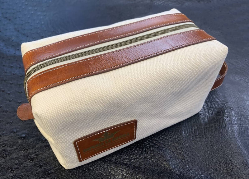 ILR Raw Canvas and Leather Dopp Kit - by Imperia La Roccia Cases and Dopp Bags Imperia La Roccia 