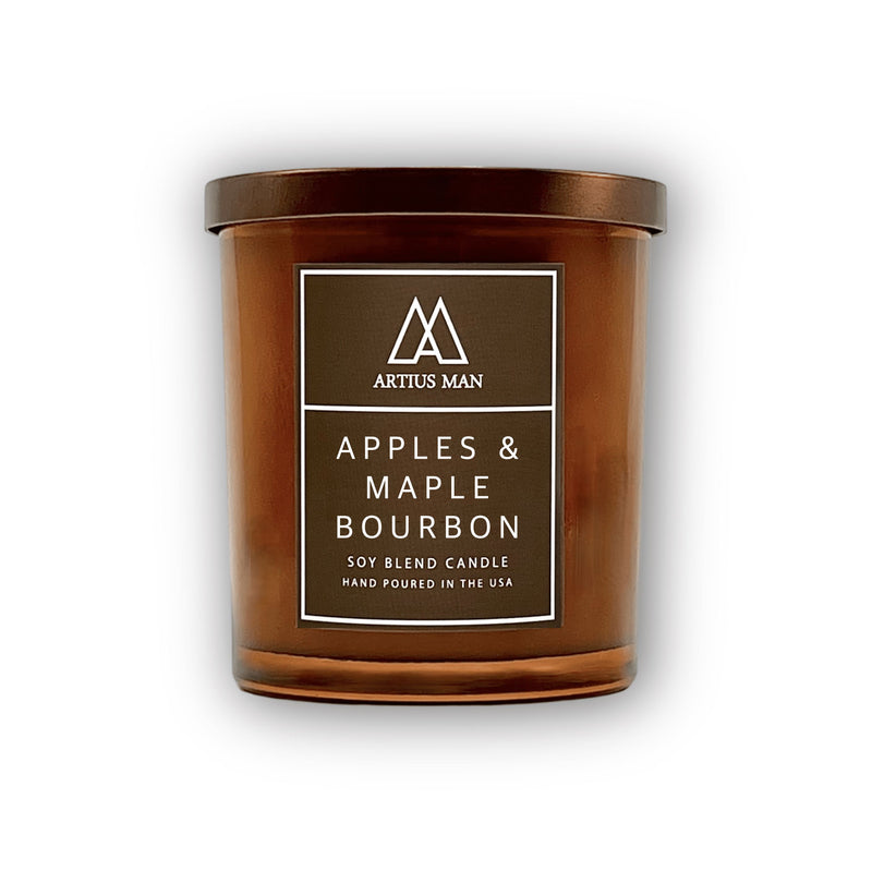 Soy Blend Wood Wick Candle - Apples and Maple Bourbon Candle Artius Man 