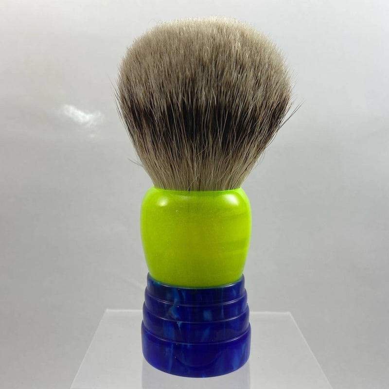 Flourescent Green on Blue Shaving Brush with 26MM Silvertip Badger Knot - by Leo Frilot (Pre-Owned) Shaving Brush Murphy & McNeil Pre-Owned Shaving 